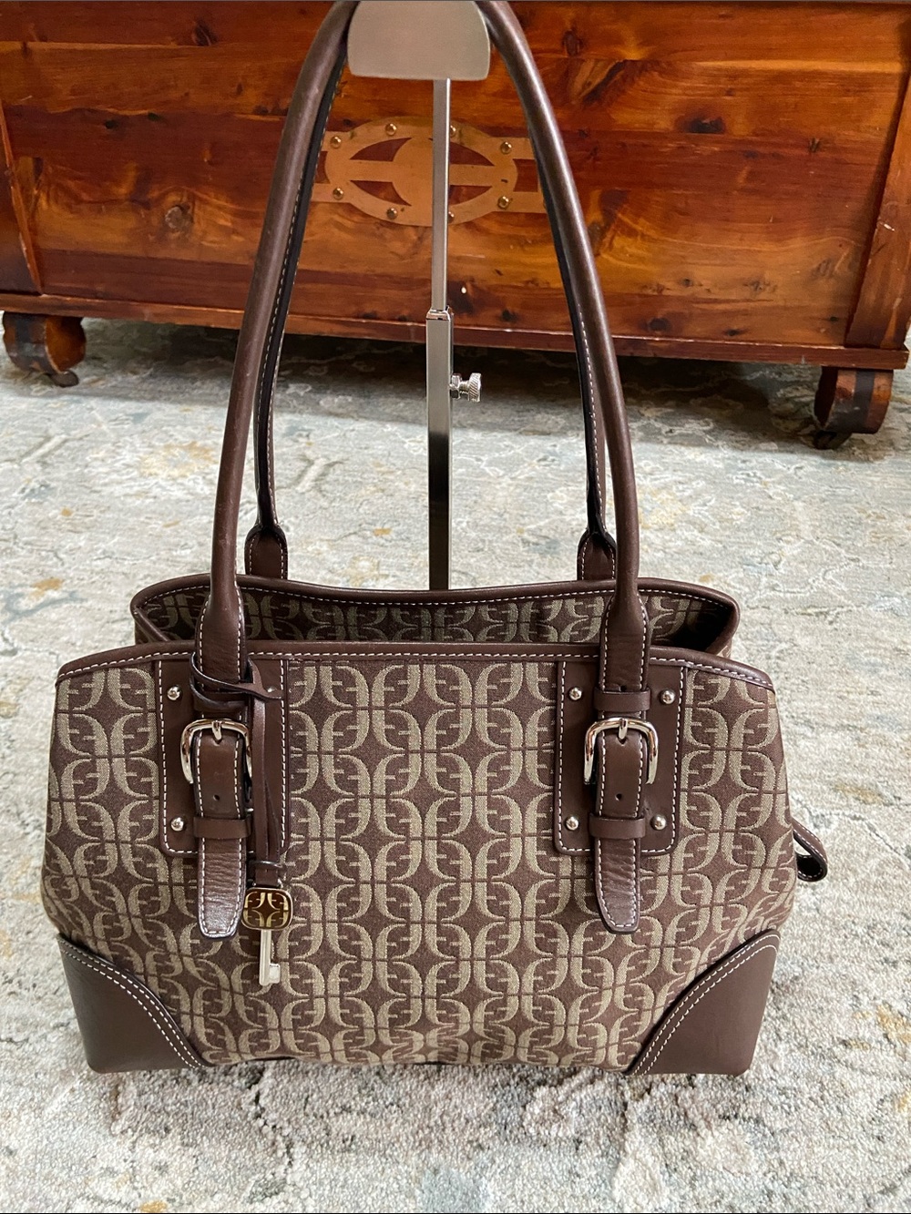 Fossil Y2K Signature Canvas and Leather Tote